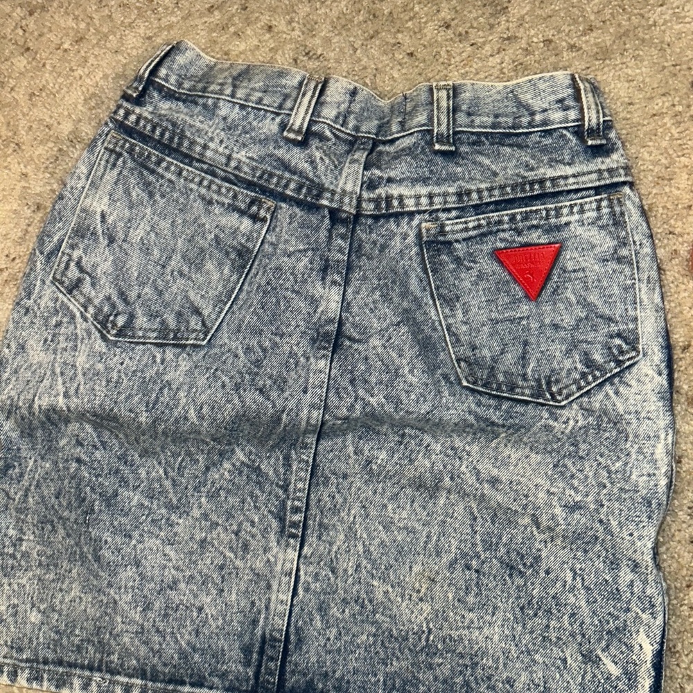 Denim Skirt with Red Accent
